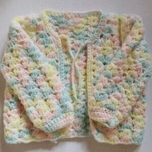 Vintage Pastel Crochet Baby Cardigan